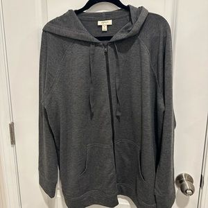 Full zip women’s charcoal grey hoodie, XL